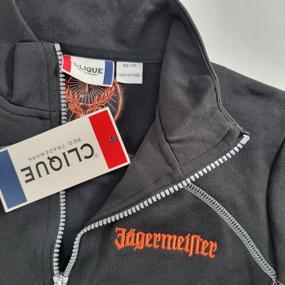 Jagermeister Full Zip Up Jacket Black orange Size XS Extra Small NWT Clique - Picture 2 of 5